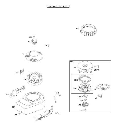 B - Alloggiamento/ripari ventola, volano, dispositivo di avviamento a riavvolgimento B&S - 10 €¦ 10F902-0110-B1 brand Stihl